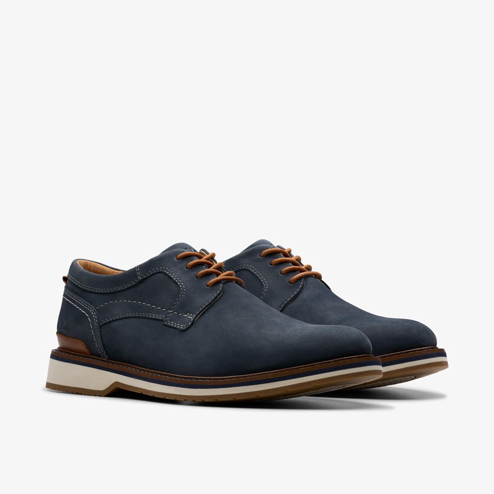 Navy Clarks Men's Monahan Plain Oxfords | 693OVDGAZ