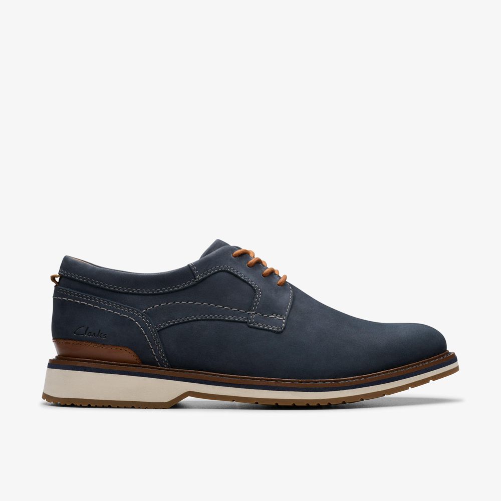 Navy Clarks Men\'s Monahan Plain Oxfords | 693OVDGAZ