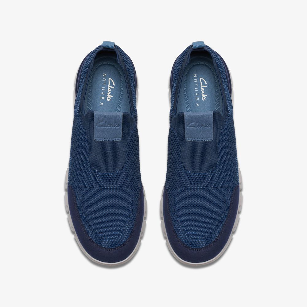 Navy Clarks Men's Nature X Ease Sneakers | 580COALVW