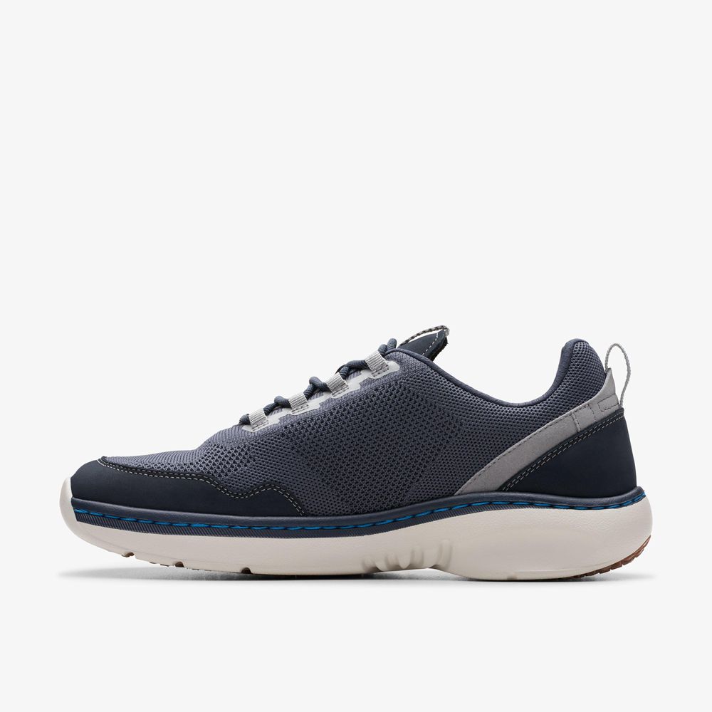 Navy Clarks Men's Pro Knit Sneakers | 796VEYMPQ