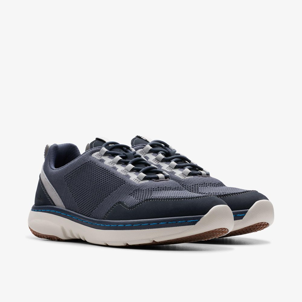 Navy Clarks Men's Pro Knit Sneakers | 796VEYMPQ