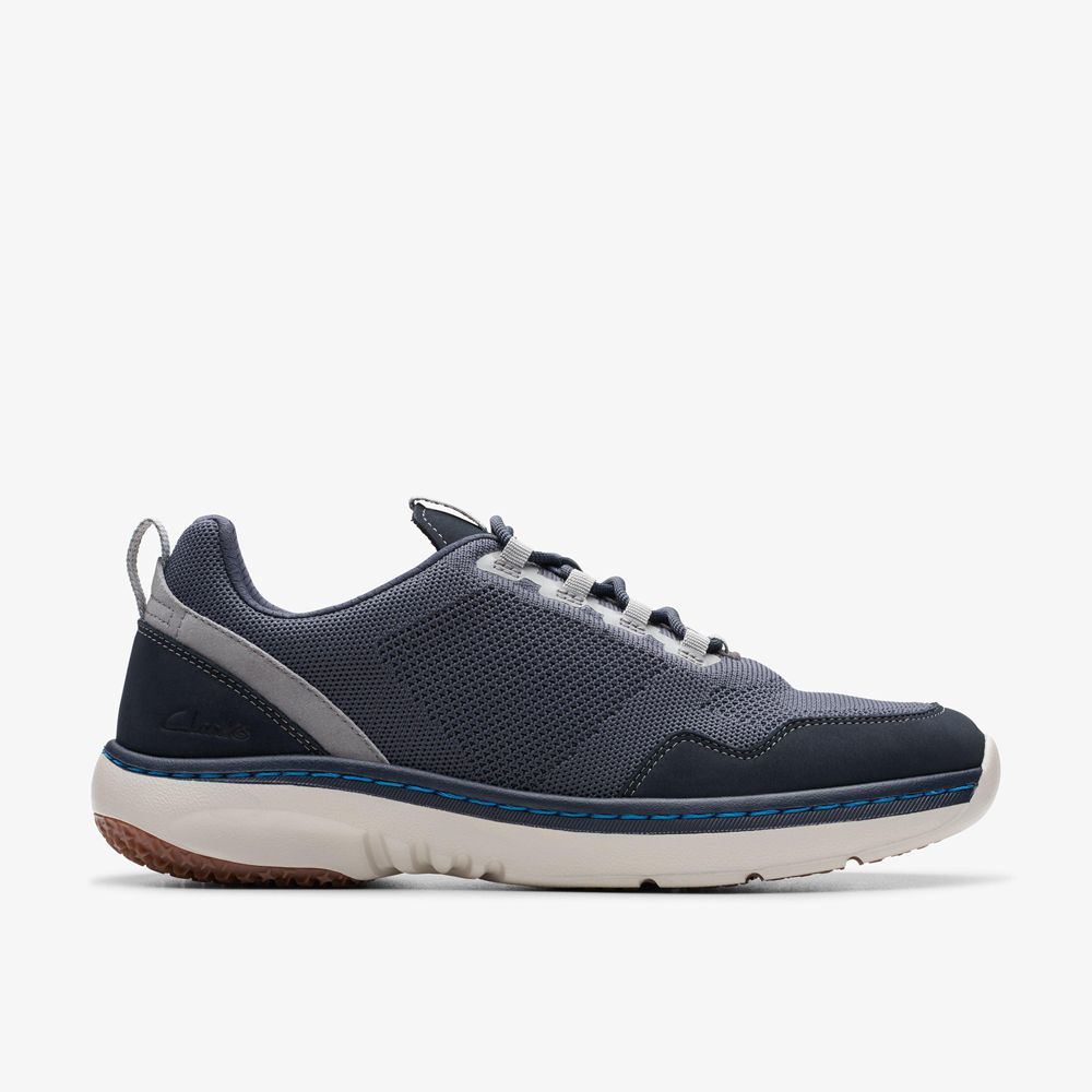 Navy Clarks Men\'s Pro Knit Sneakers | 796VEYMPQ