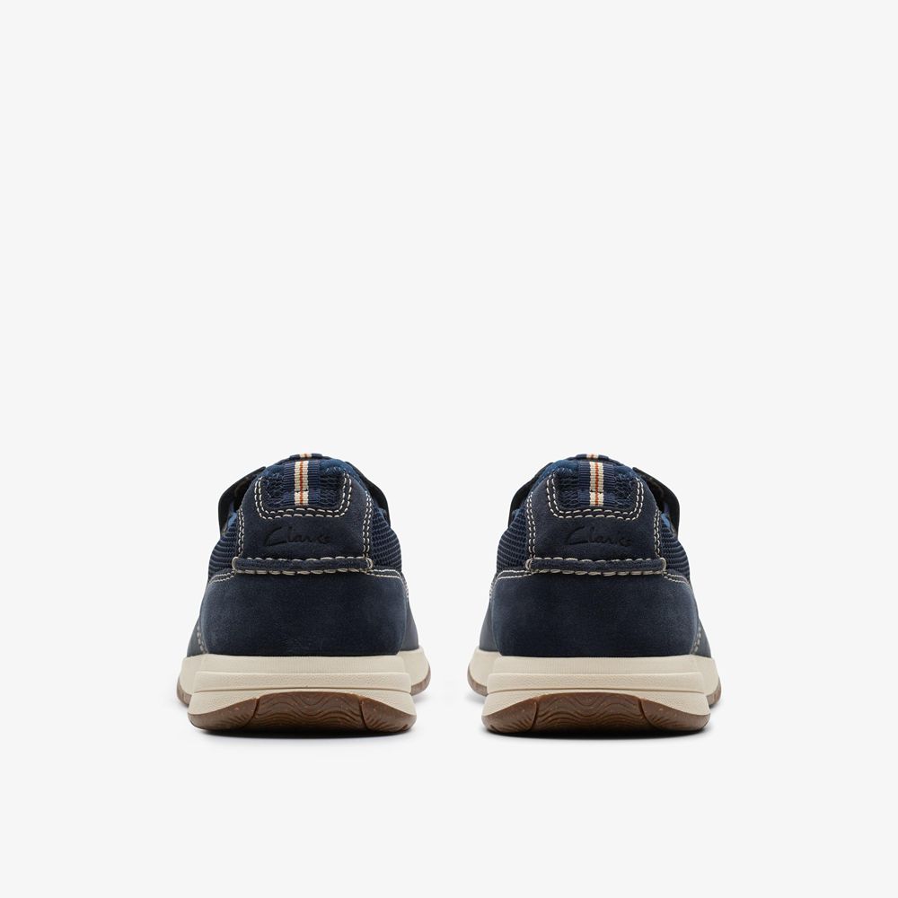 Navy Clarks Men's Sailview Step Boat Shoes | 683DLFZYA