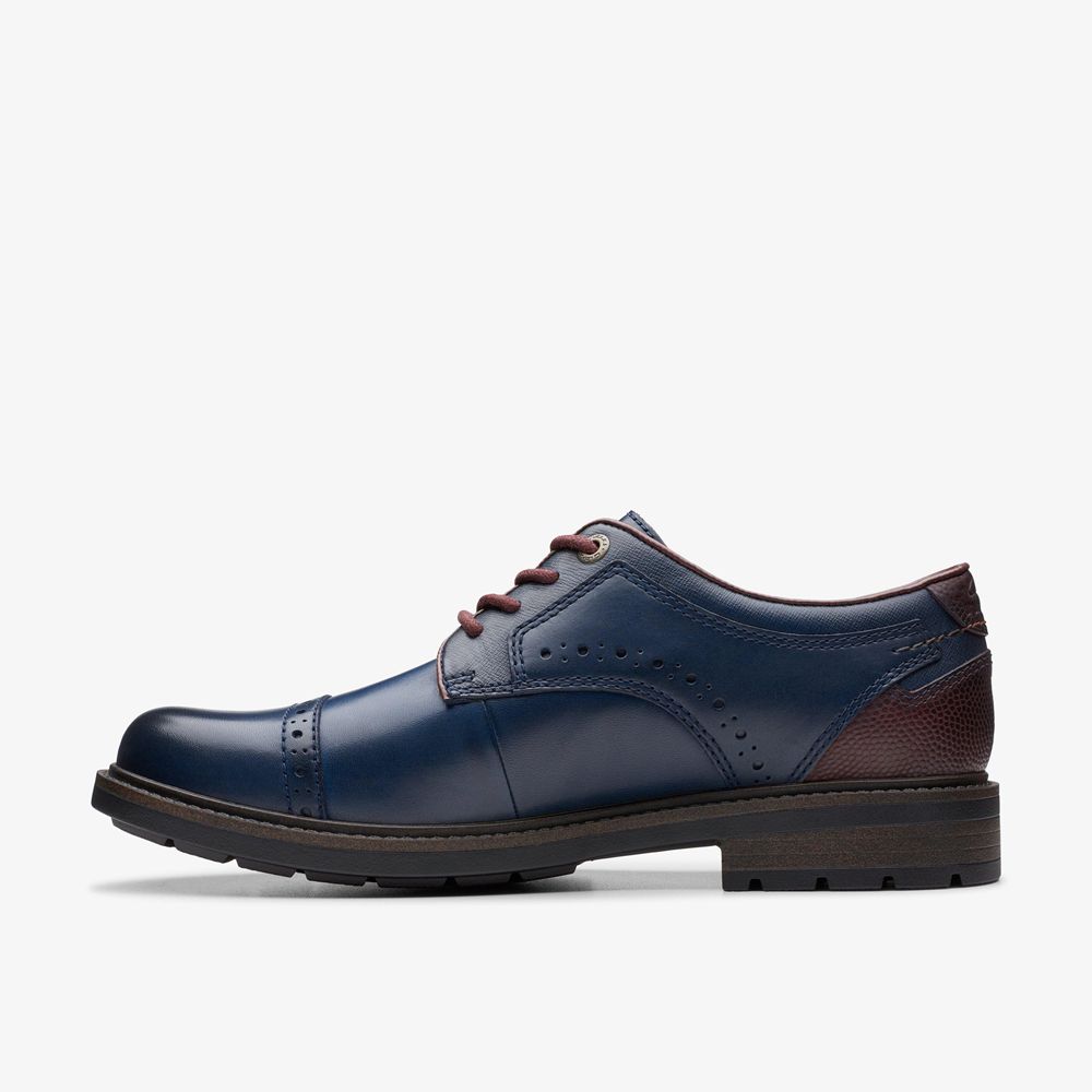 Navy Clarks Men's Un Shire Vibe Oxfords | 863EVNBHP