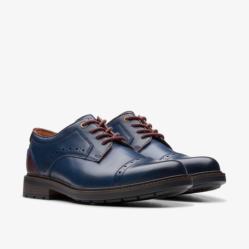 Navy Clarks Men's Un Shire Vibe Oxfords | 863EVNBHP