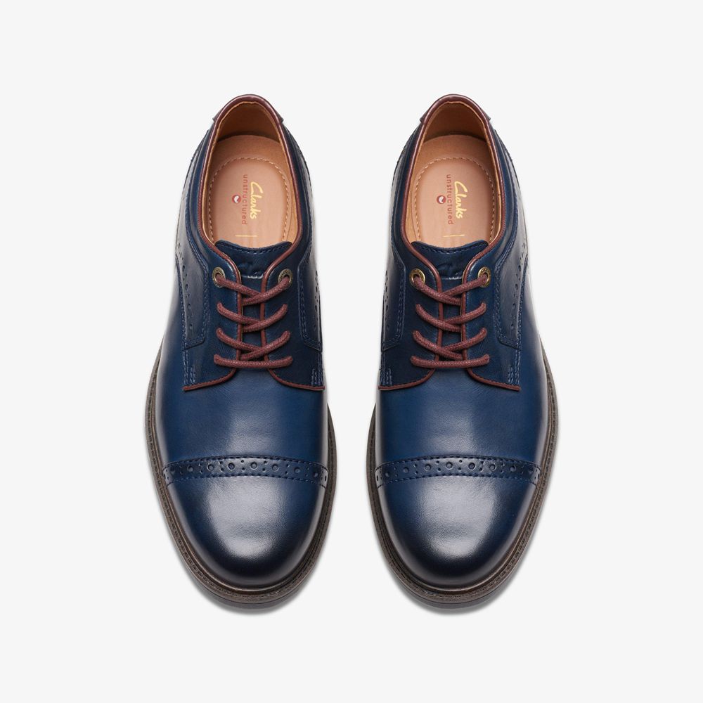 Navy Clarks Men's Un Shire Vibe Oxfords | 863EVNBHP