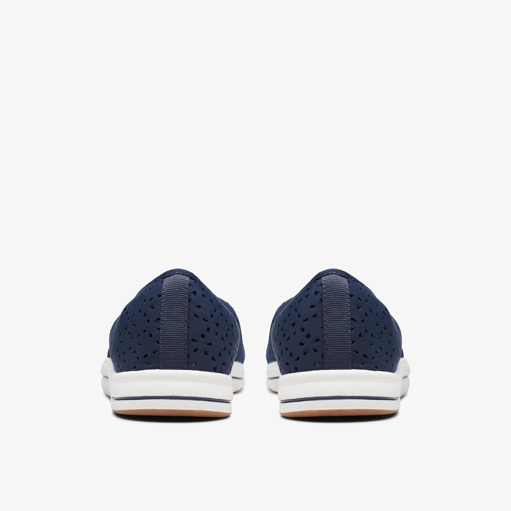 Navy Clarks Women's Breeze Emily Slip On Shoes | 584KQALIH