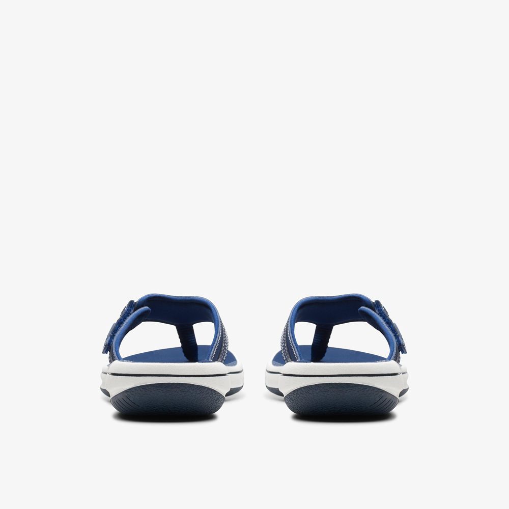 Navy Clarks Women's Breeze Sea Flip Flops | 956LUWRTM