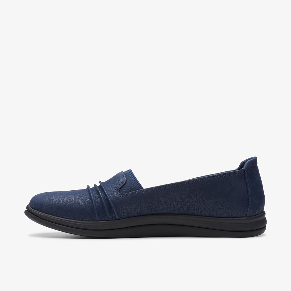 Navy Clarks Women's Breeze Sol Slip On Shoes | 873SJVRYN