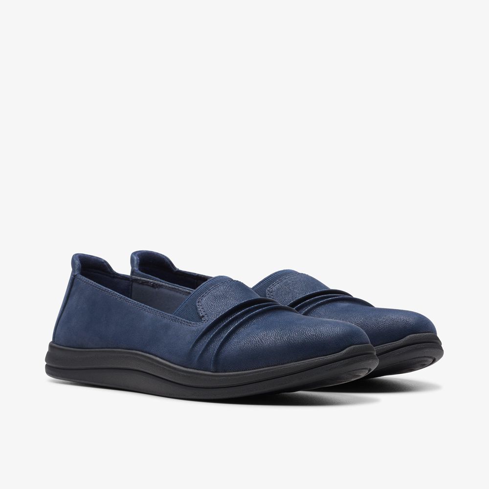 Navy Clarks Women's Breeze Sol Slip On Shoes | 873SJVRYN