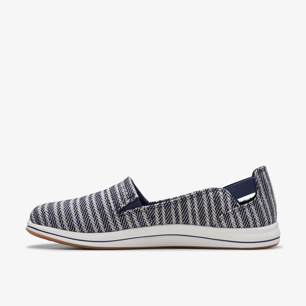 Navy Clarks Women's Breeze Step Ii Slip On Shoes | 216QWKSZM