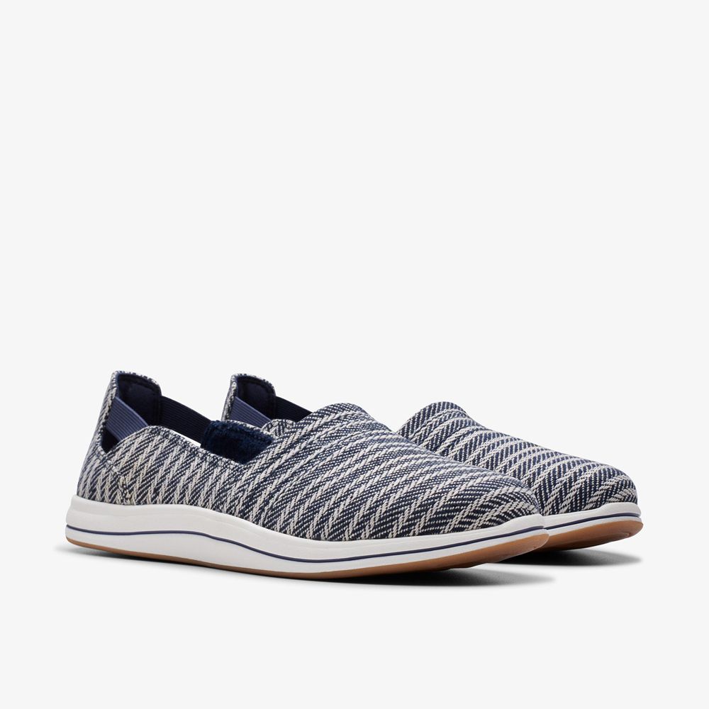 Navy Clarks Women's Breeze Step Ii Slip On Shoes | 216QWKSZM