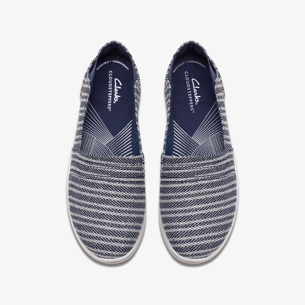 Navy Clarks Women's Breeze Step Ii Slip On Shoes | 216QWKSZM