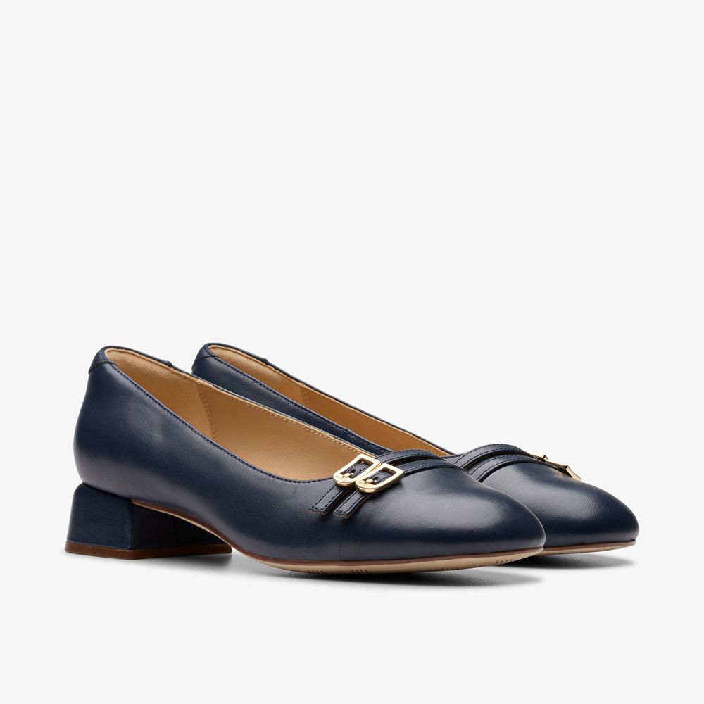 Navy Clarks Women's Daiss 30 Court Pumps | 174ZHYSRV