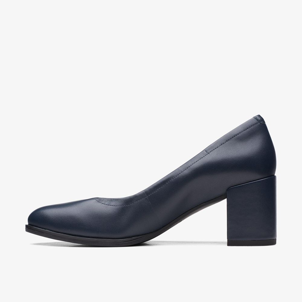 Navy Clarks Women's Freva 55 Court Pumps | 310LOSPKB