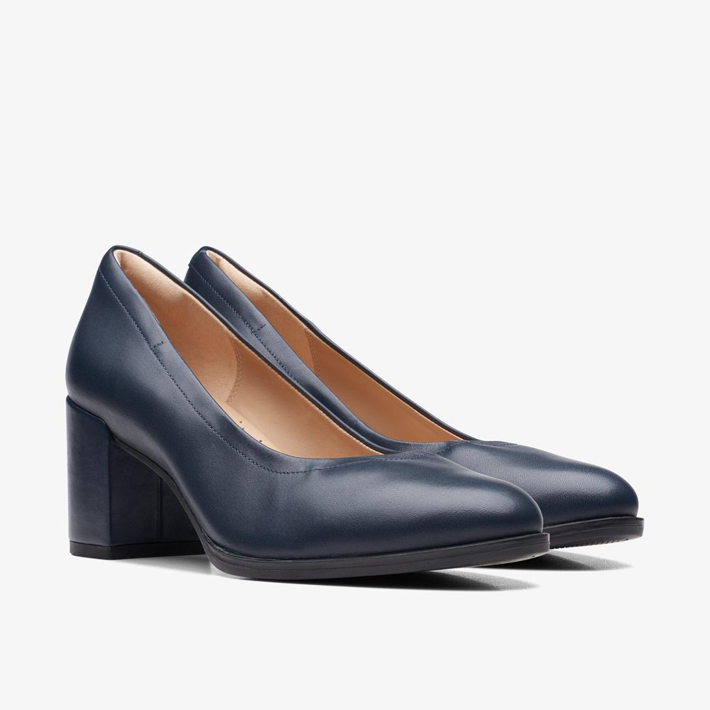 Navy Clarks Women's Freva 55 Court Pumps | 310LOSPKB