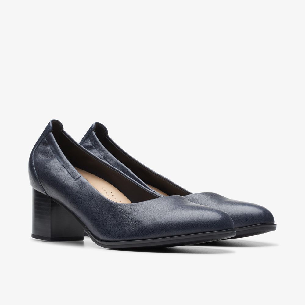 Navy Clarks Women's Loken Step Pumps | 748CLXEWU