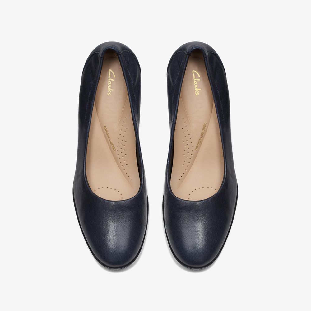 Navy Clarks Women's Loken Step Pumps | 748CLXEWU