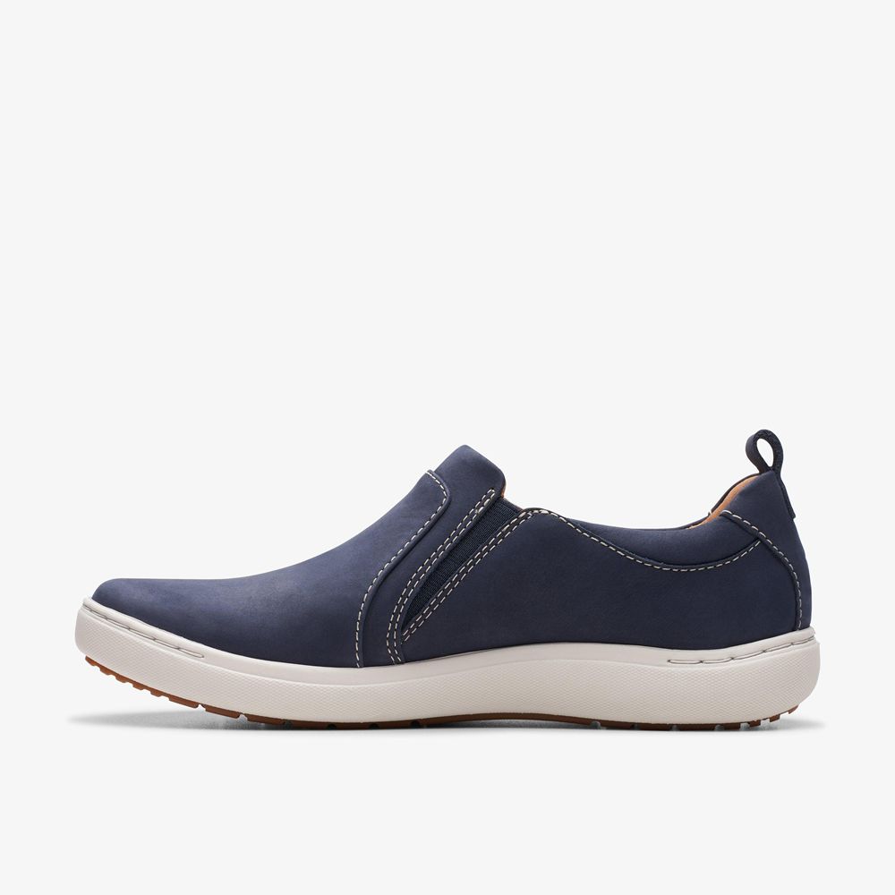 Navy Clarks Women's Nalle Lilac Sneakers | 592AQLTXW