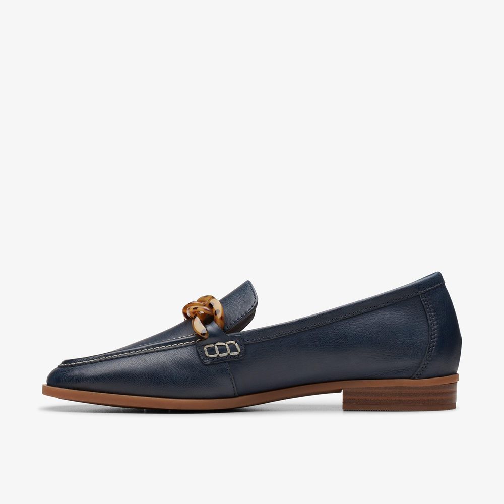 Navy Clarks Women's Sarafyna Iris Loafers | 097OCVEXI