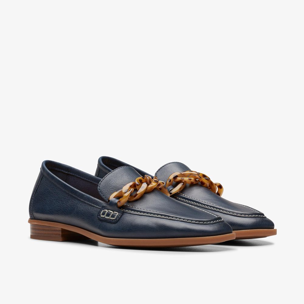 Navy Clarks Women's Sarafyna Iris Loafers | 097OCVEXI