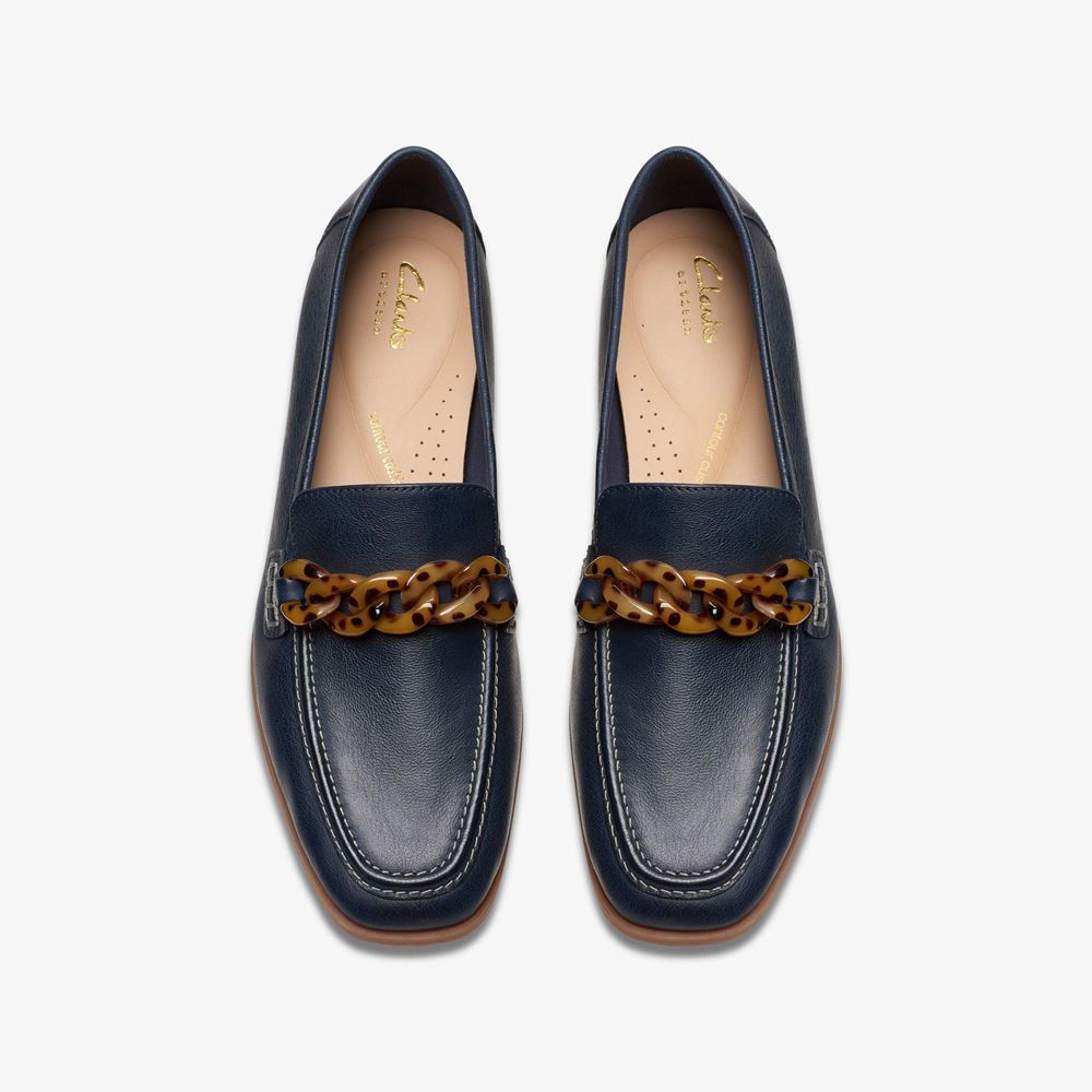 Navy Clarks Women's Sarafyna Iris Loafers | 097OCVEXI