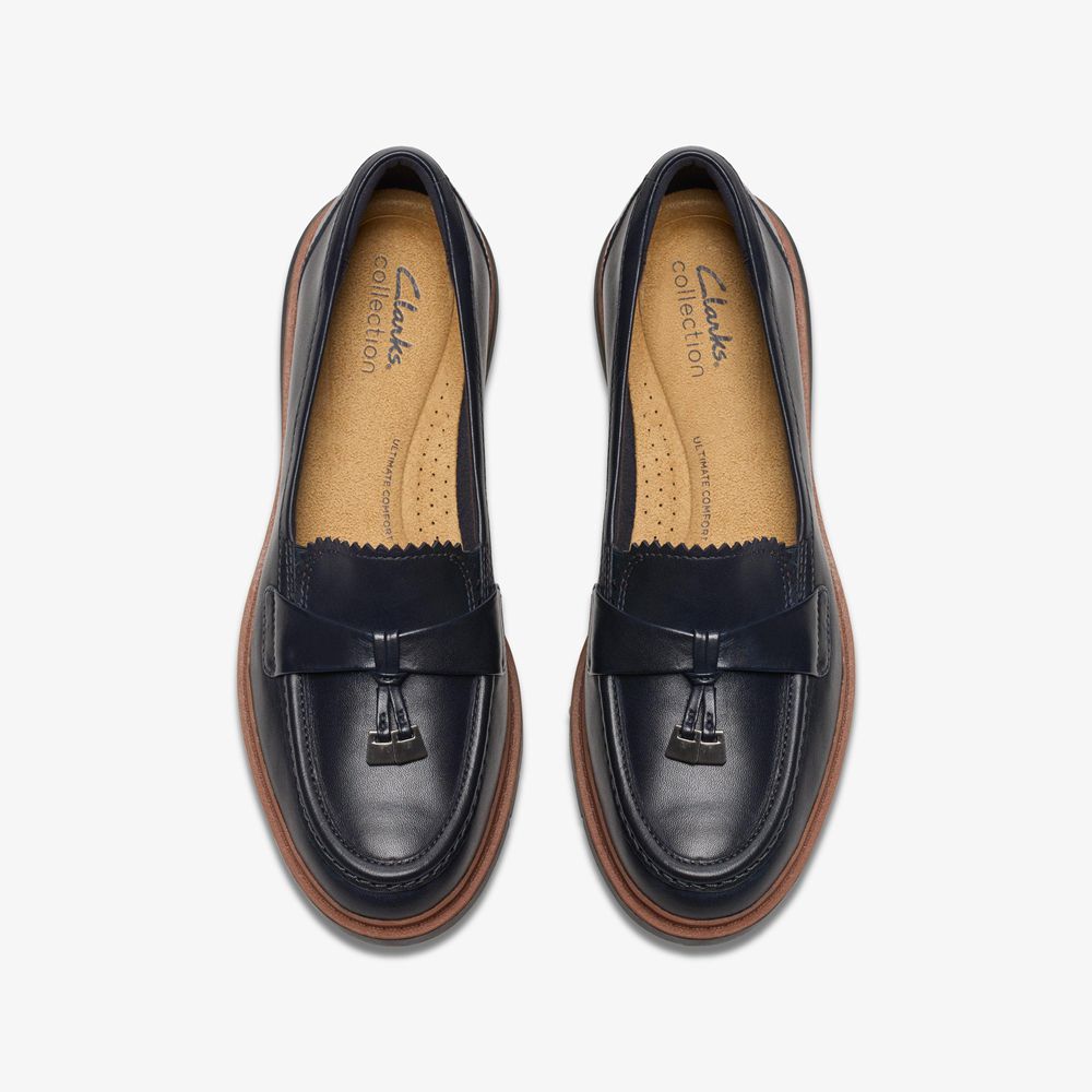 Navy Clarks Women's Westlynn Bella Loafers | 294XIHRTV