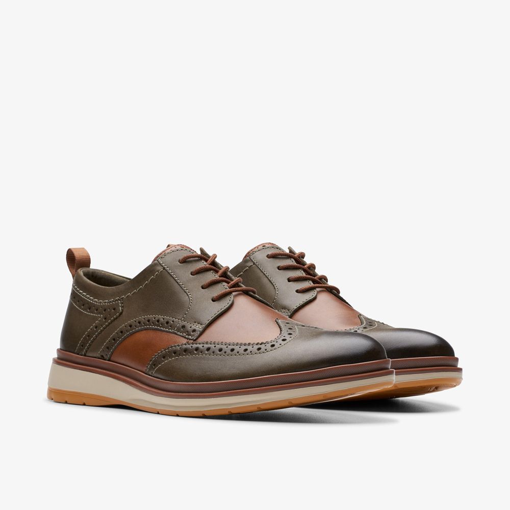 Olive Clarks Men's Chantry Wing Oxfords | 185FKAHZU