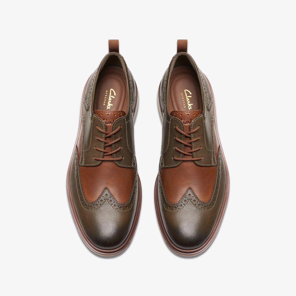 Olive Clarks Men's Chantry Wing Oxfords | 185FKAHZU