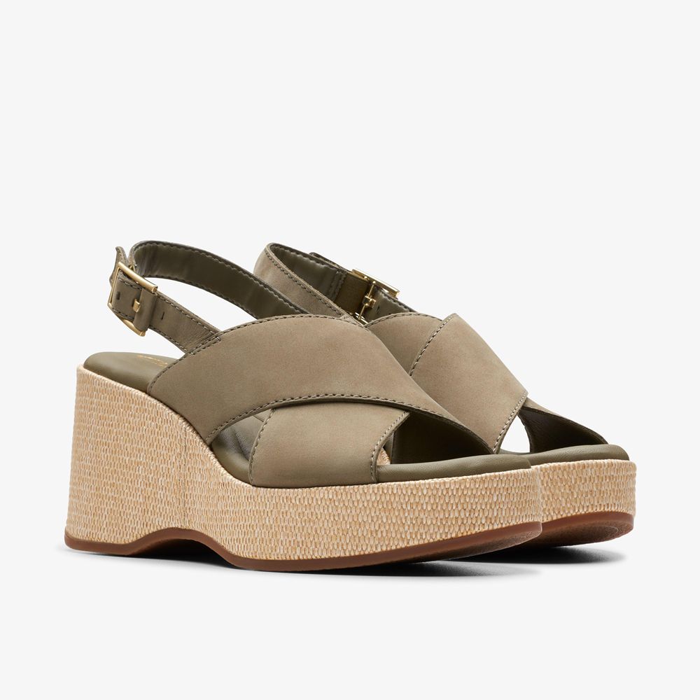 Olive Clarks Women's Manon Wish Wedge Sandals | 325QRBSJK