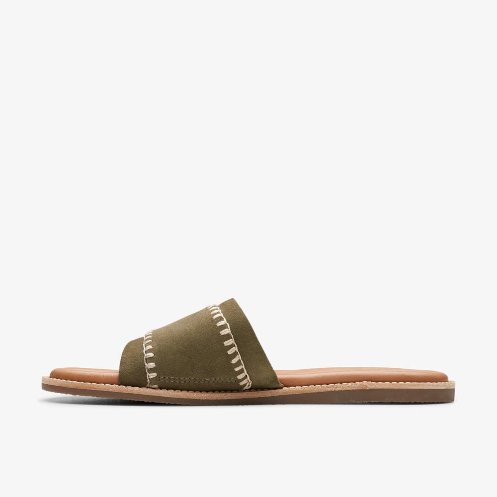 Olive Clarks Women's Maritime Mule Flat Sandals | 075RYDKCF