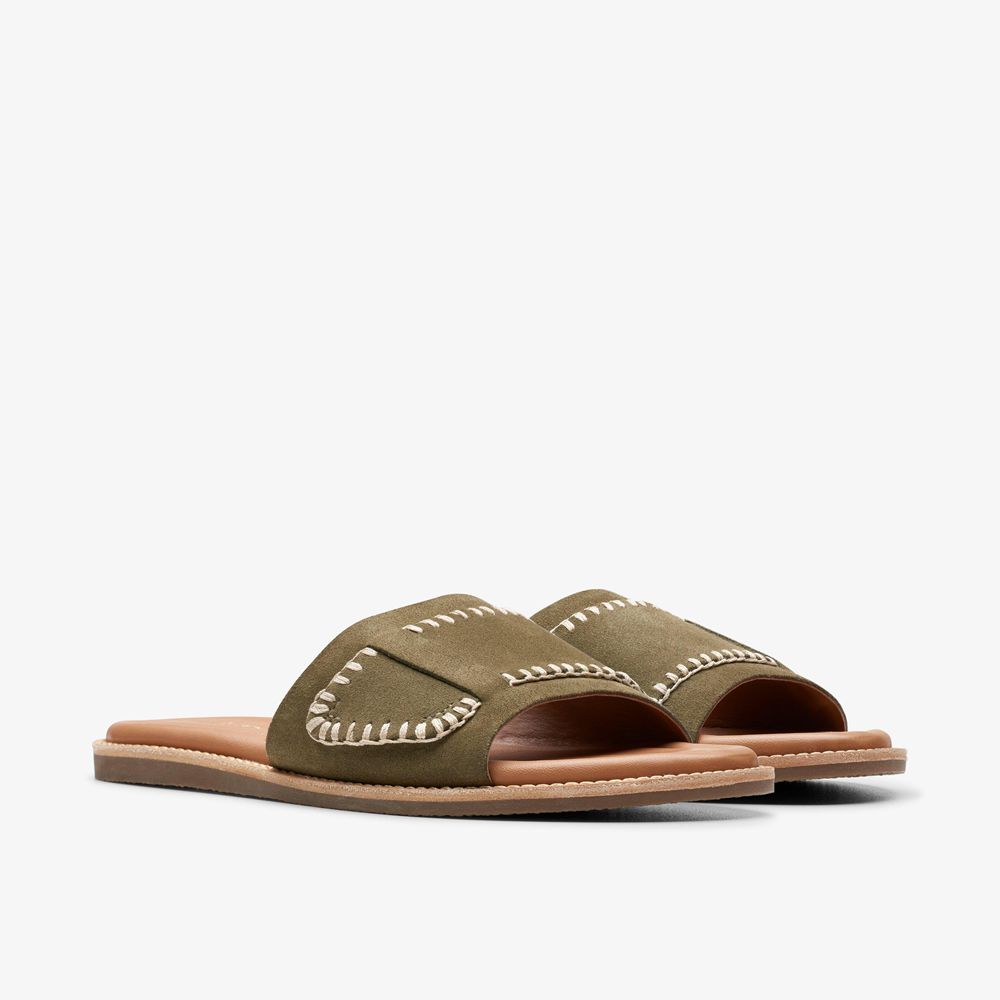 Olive Clarks Women's Maritime Mule Flat Sandals | 075RYDKCF