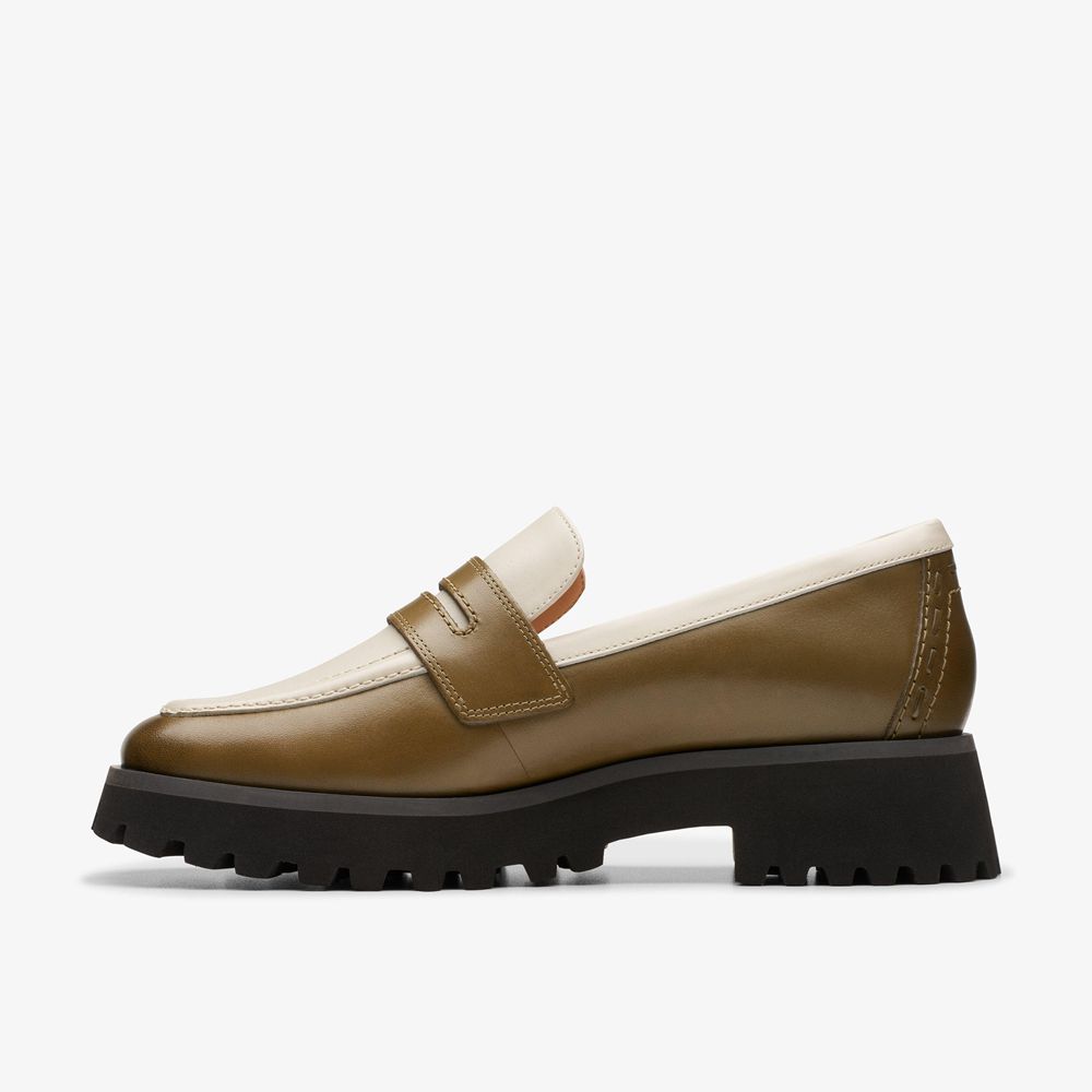 Olive Clarks Women's Stayso Edge Loafers | 297LEKNAV