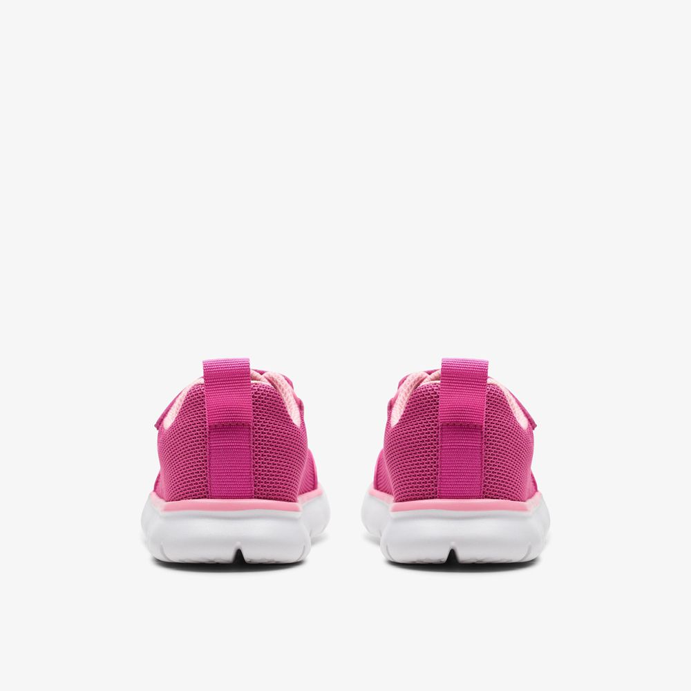 Pink Clarks Kids Hoop Run Sneakers | 452OBKLCQ