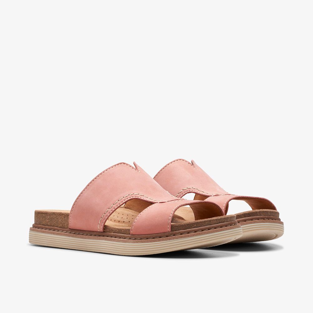 Pink Clarks Women's Arwell Walk Flat Sandals | 978BRYHUK