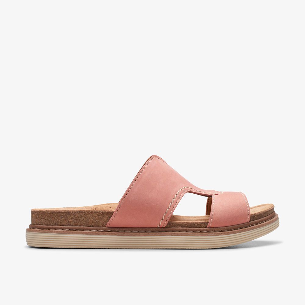 Pink Clarks Women\'s Arwell Walk Flat Sandals | 978BRYHUK