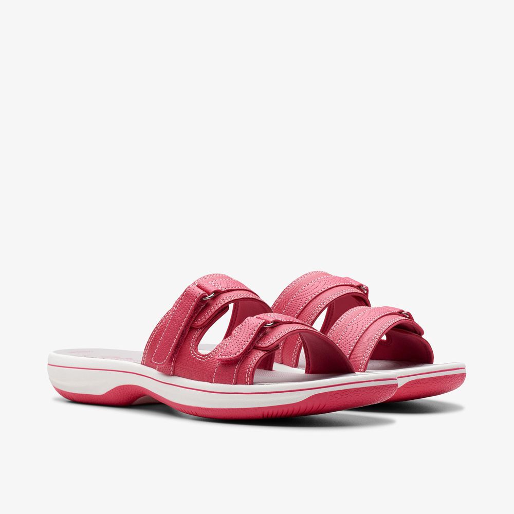 Pink Clarks Women's Breeze Piper Flat Sandals | 760DUZCVR