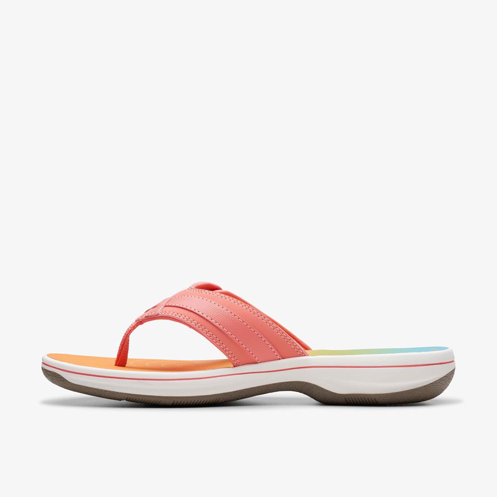 Pink Clarks Women's Breeze Sea Flip Flops | 081YPLRKE