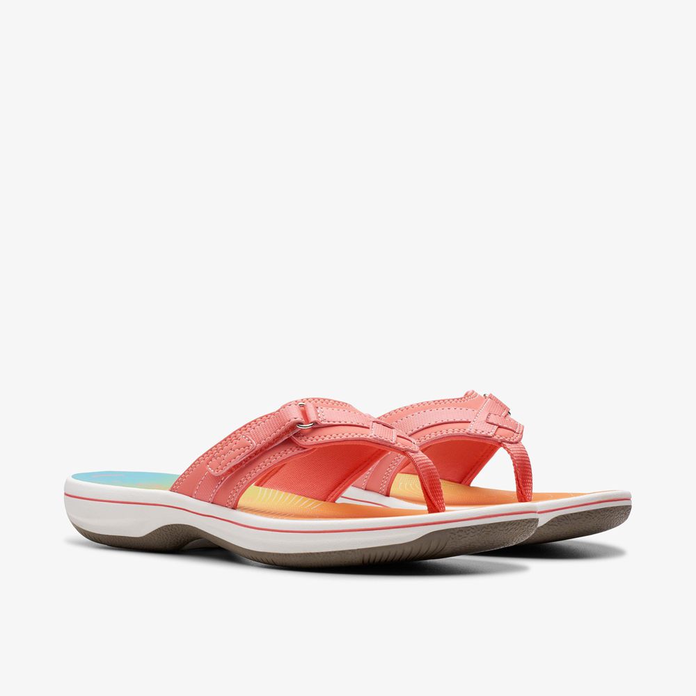 Pink Clarks Women's Breeze Sea Flip Flops | 081YPLRKE