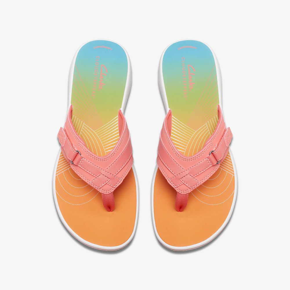 Pink Clarks Women's Breeze Sea Flip Flops | 081YPLRKE