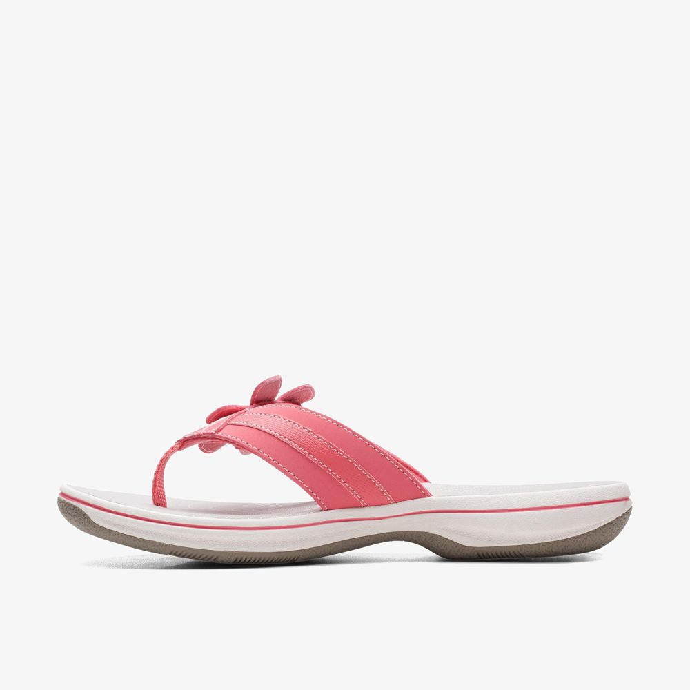 Pink Clarks Women's Brinkley Flora Flip Flops | 127LXJOHA