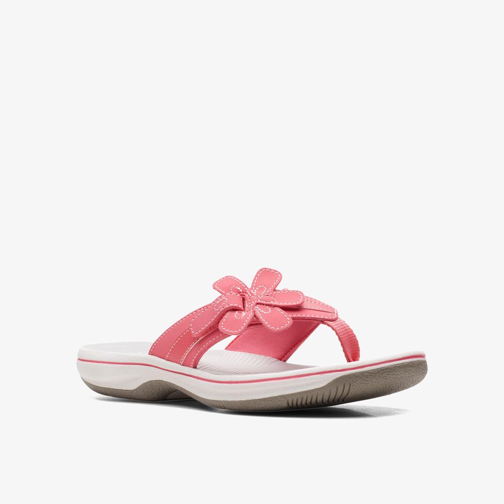 Pink Clarks Women's Brinkley Flora Flip Flops | 127LXJOHA