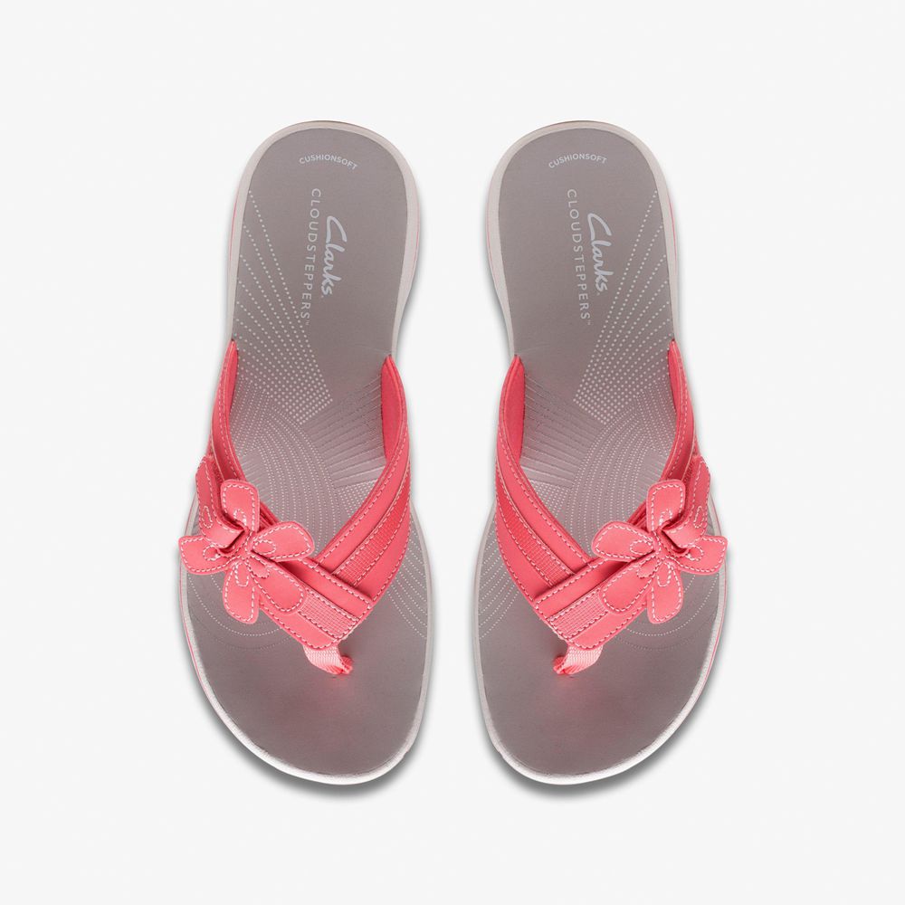 Pink Clarks Women's Brinkley Flora Flip Flops | 127LXJOHA