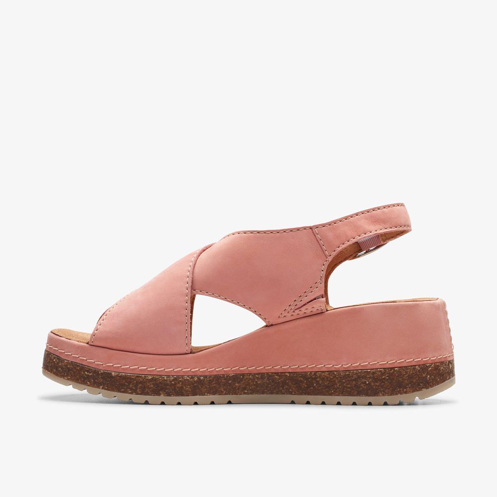 Pink Clarks Women's Kassanda Step Wedge Sandals | 025GWAZYD