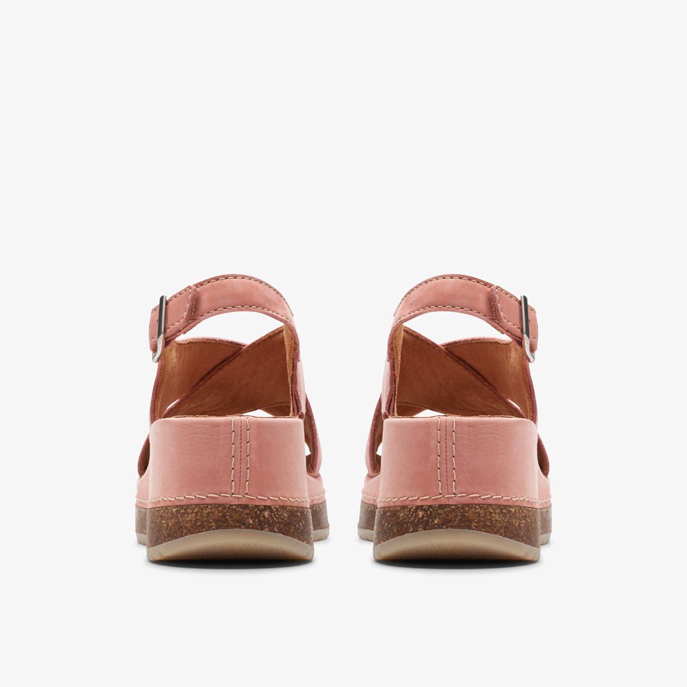 Pink Clarks Women's Kassanda Step Wedge Sandals | 025GWAZYD