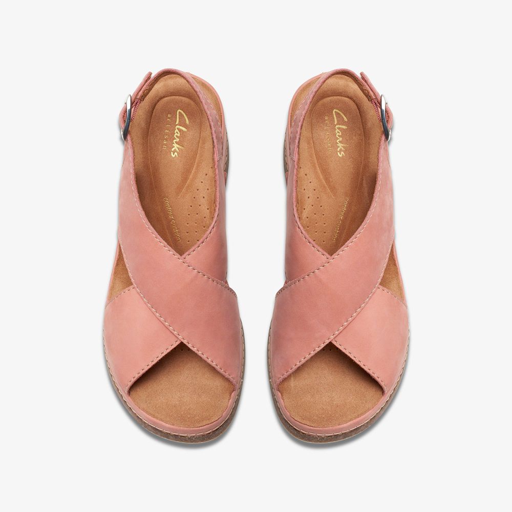 Pink Clarks Women's Kassanda Step Wedge Sandals | 025GWAZYD