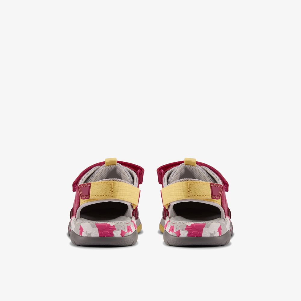 Red Clarks Kids Steggy Roar Flat Sandals | 390IRXYVC