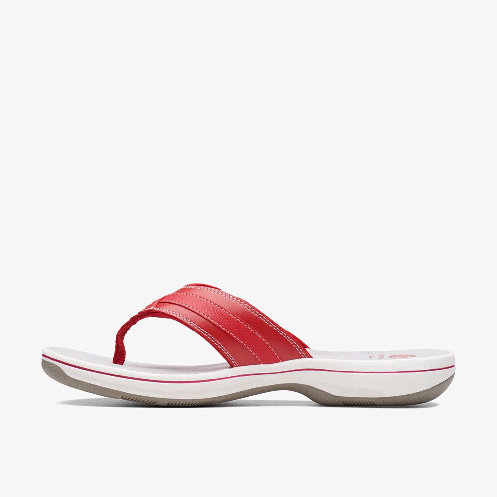 Red Clarks Women's Breeze Sea Flip Flops | 906RJMHTP