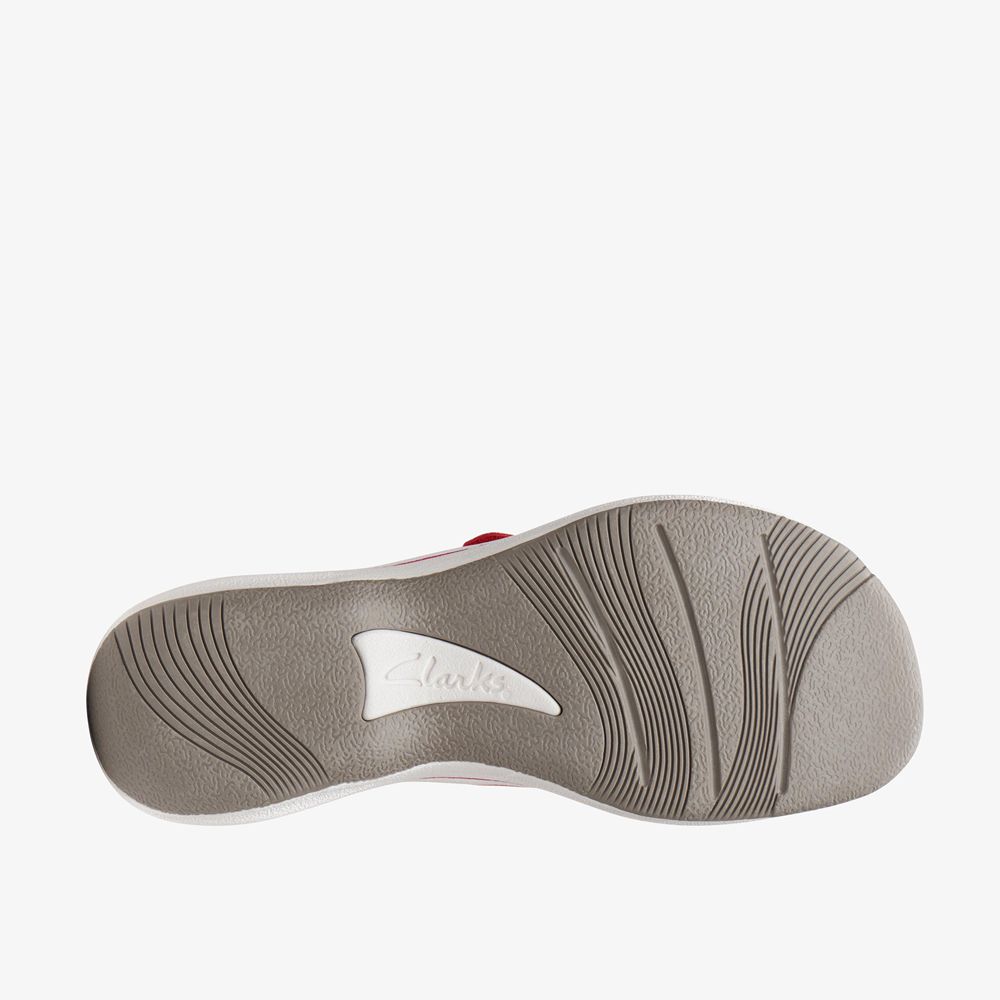 Red Clarks Women's Breeze Sea Flip Flops | 906RJMHTP