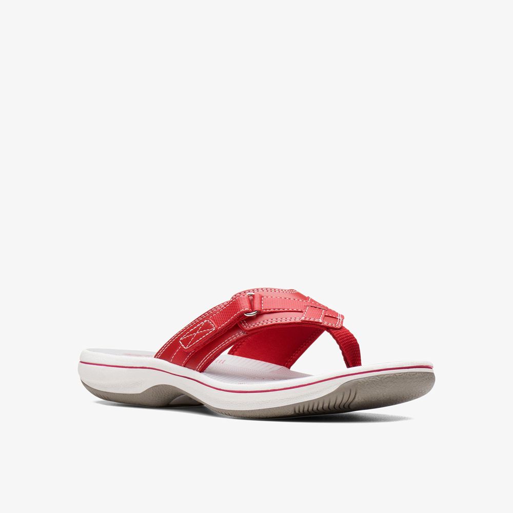 Red Clarks Women's Breeze Sea Flip Flops | 906RJMHTP